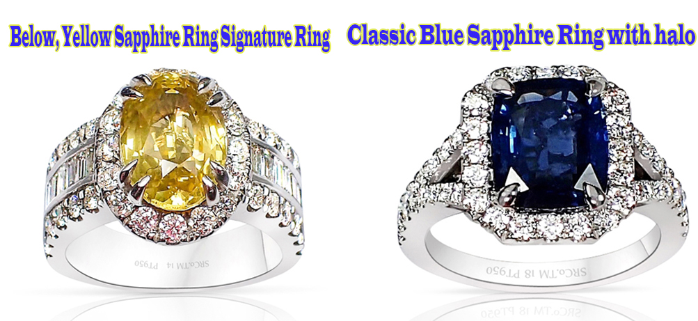 Yellow-and-blue-sapphire-platinum-rings