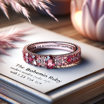 The Bohemian Ruby-Sapphire,' a pink sapphire wedding band with 1.34 tcw